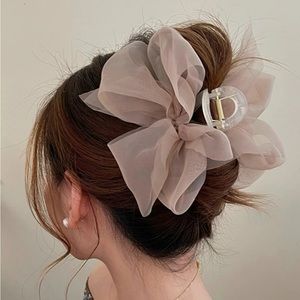 Beige Fabric Hair Claw